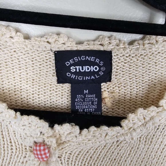 Designers studio vintage knitted butterflies & flowers cardigan size M - Picture 3 of 7